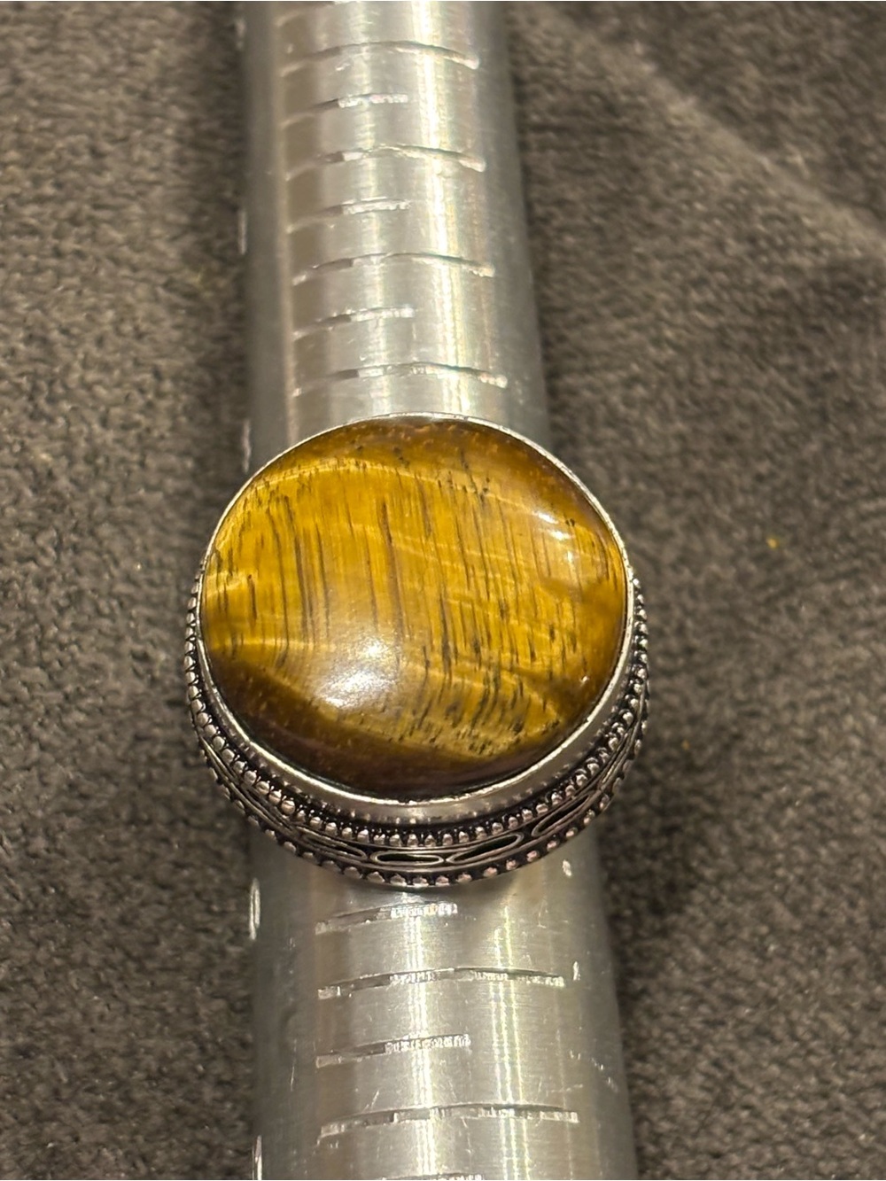 Bold Silver 925 stamped Tiger's Eye Statement Ring - Picture 2 of 9
